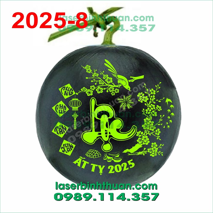 File Khắc Dưa Hấu 2025 Mẫu 8 - Chữ Lộc Thư Pháp 2025 2 File Khắc Dưa Hấu 2025 Mẫu 8 - Chữ Lộc Thư Pháp
