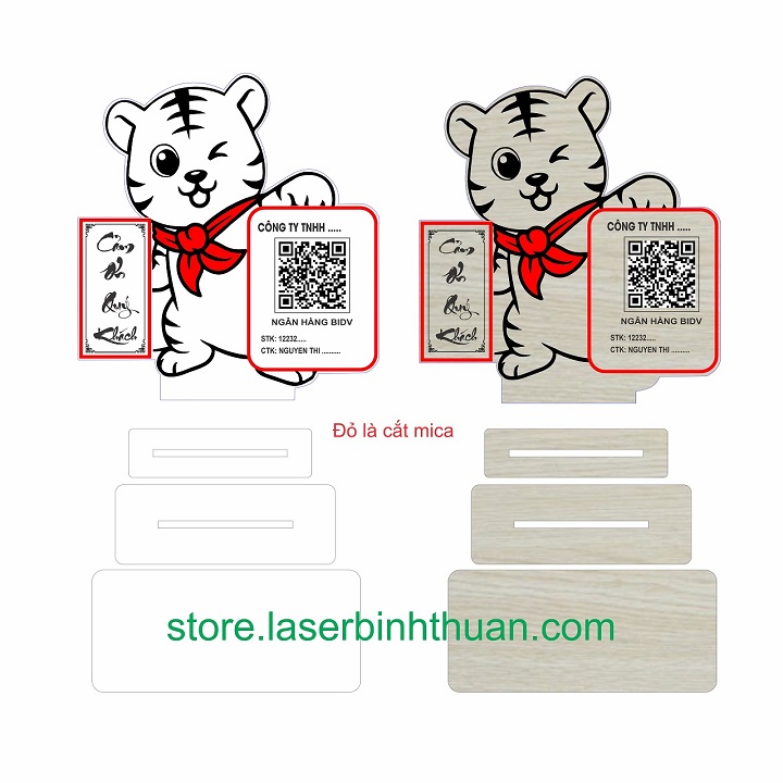 File Cắt Laser Mã QR Ngân Hàng Con Hổ