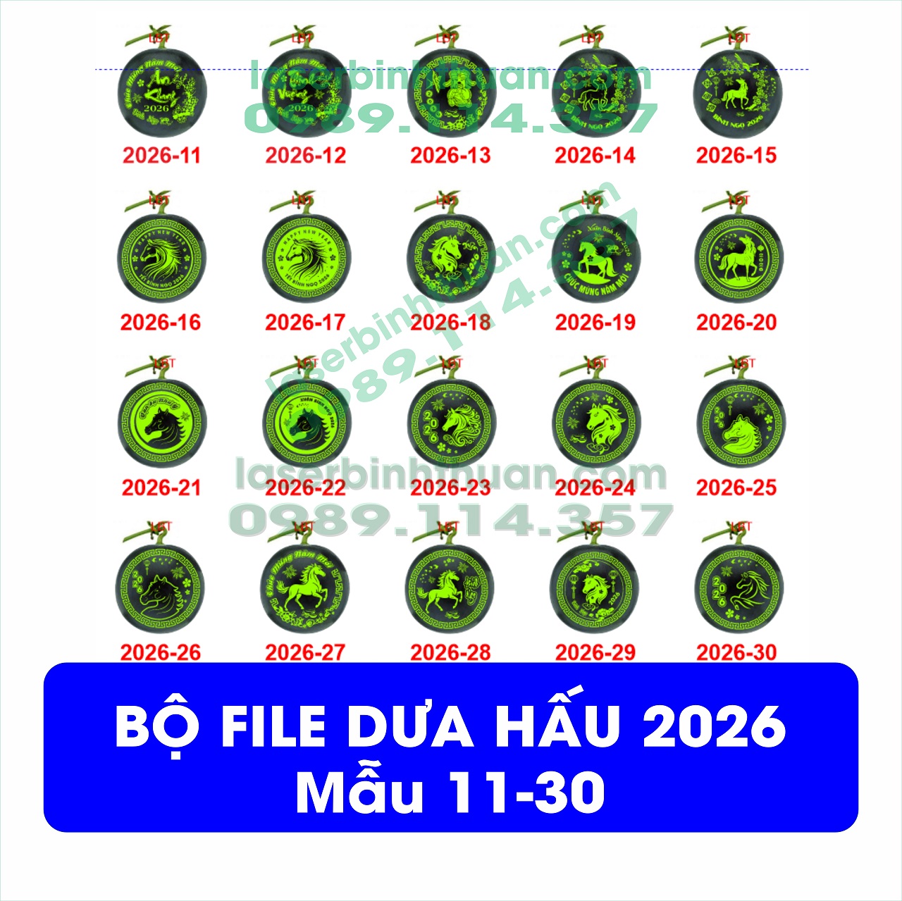 File Khắc Dưa Hấu 2026 Con ngựa (Mẫu 11-30)