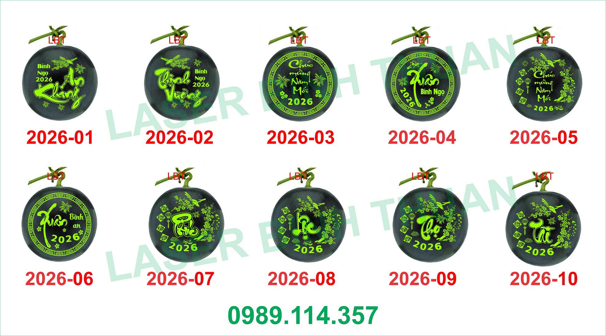 File Khắc Dưa Hấu 2026 Mẫu 10 3 File Khắc Dưa Hấu 2026 Con ngựa (Mẫu 1-10)