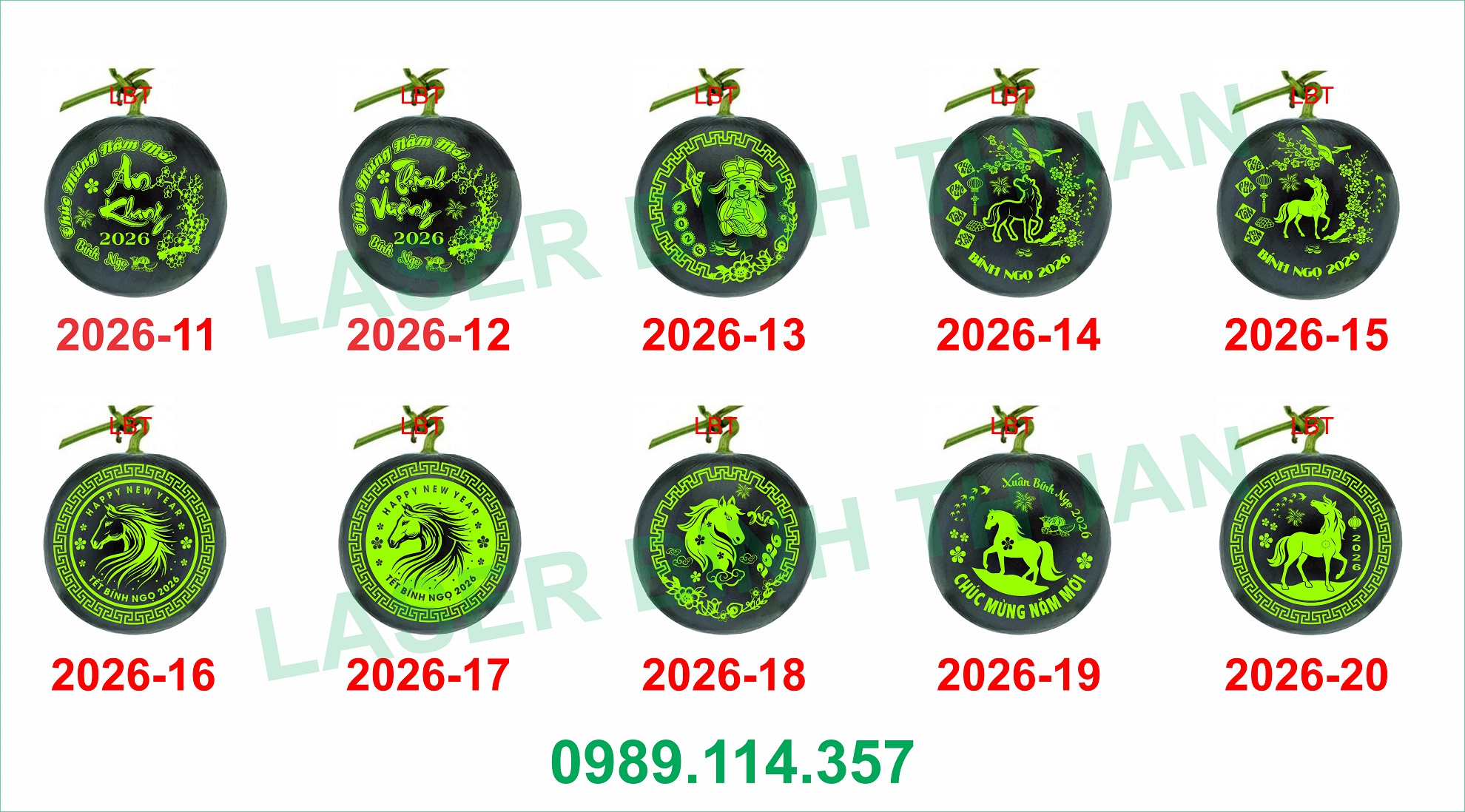 File Khắc Dưa Hấu 2026 Mẫu 10 4 File Khắc Dưa Hấu 2026 Con ngựa (Mẫu 11-20)