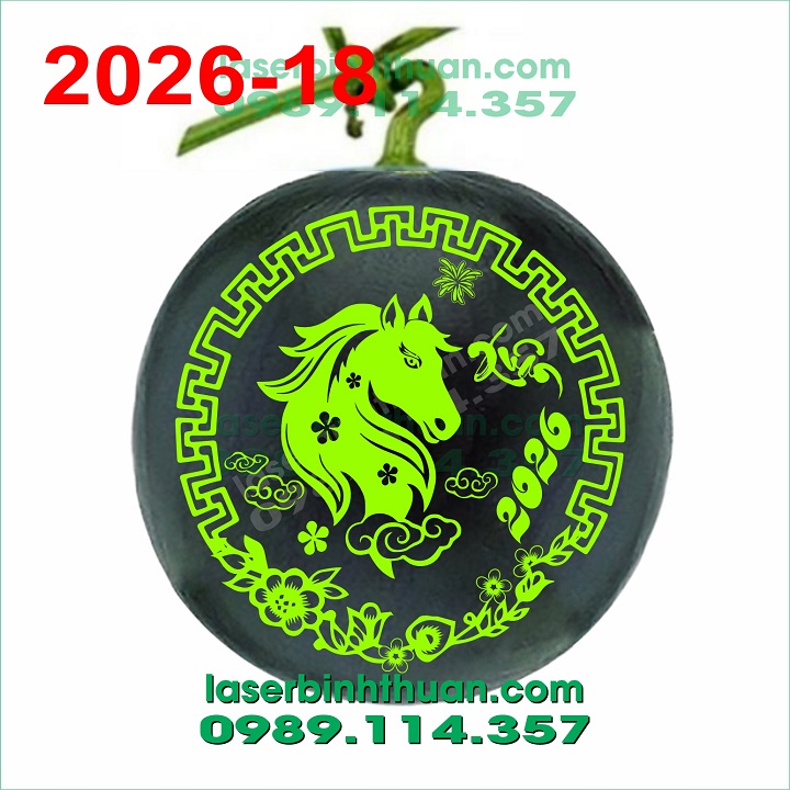 File Khắc Dưa Hấu 2026 Mẫu 18 - Con Ngựa