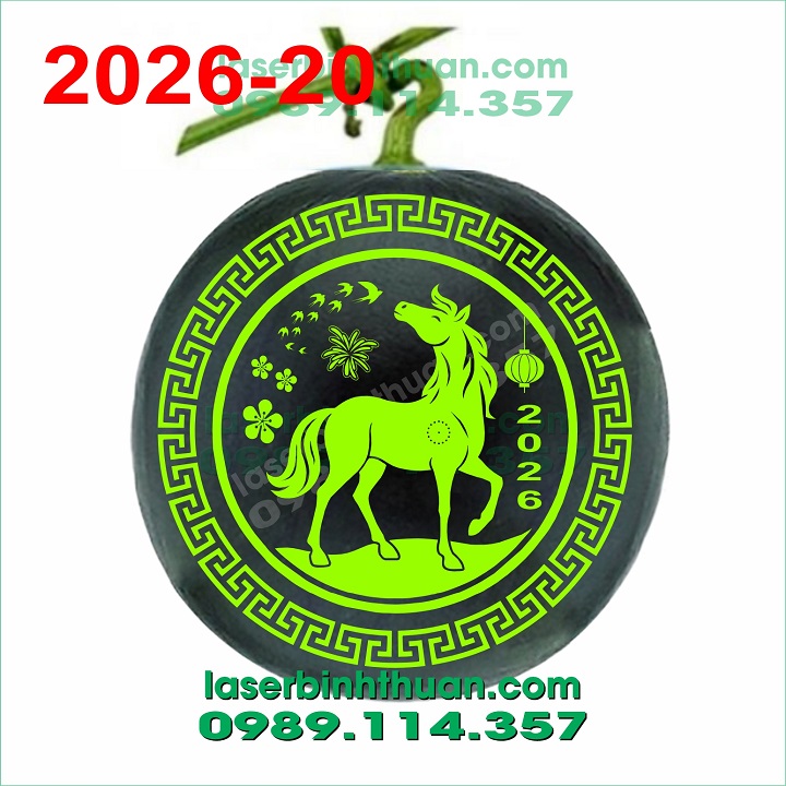 File Khắc Dưa Hấu 2026 Mẫu 20 - Con Ngựa