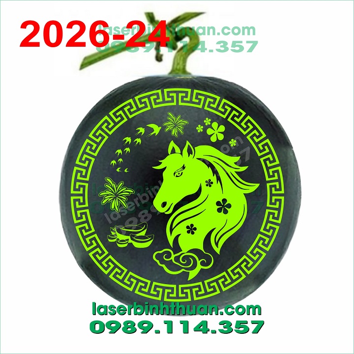 File Khắc Dưa Hấu 2026 Mẫu 24 - Con ngựa