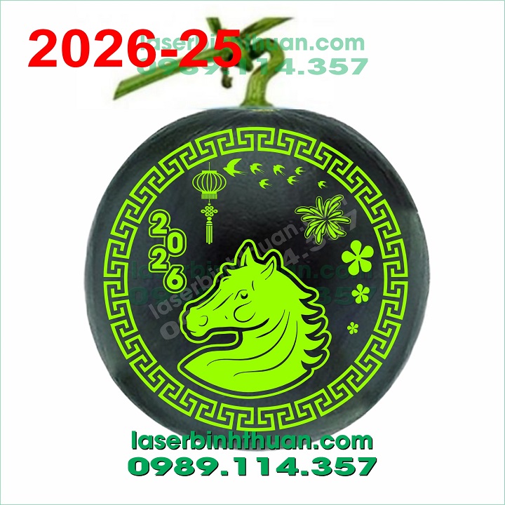 File Khắc Dưa Hấu 2026 Mẫu 25 - Con ngựa